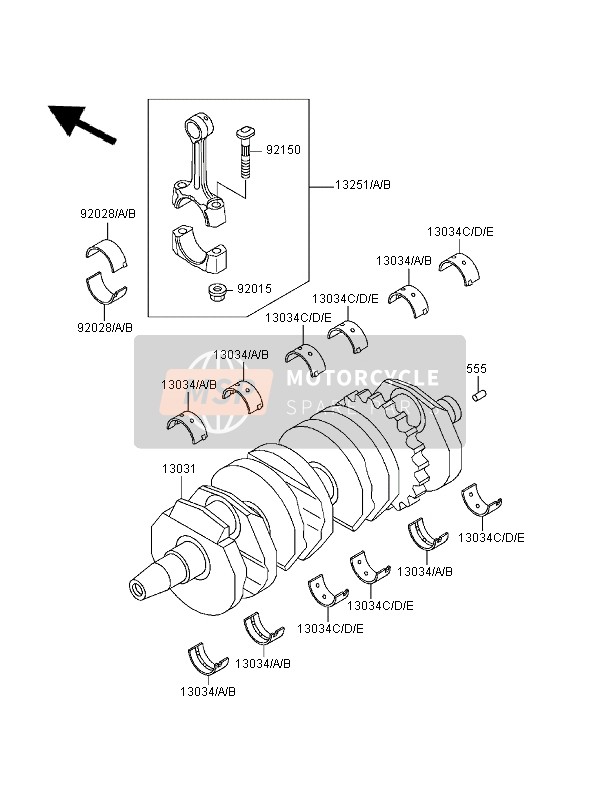 132511100HH, ROD-ASSY-CONNECTING,H, Kawasaki, 2