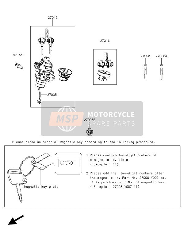 Kawasaki J125 2016 Switch de ignición para un 2016 Kawasaki J125