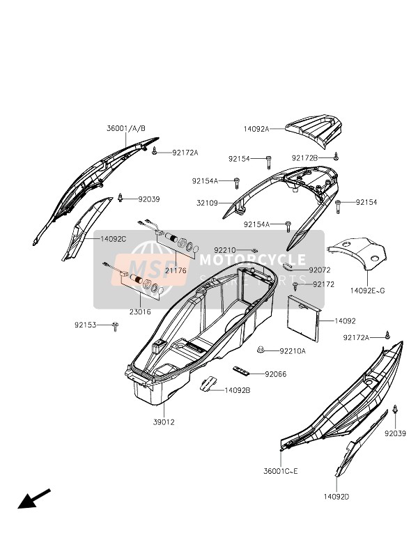 Kawasaki J125 ABS 2016 Forro de asiento para un 2016 Kawasaki J125 ABS