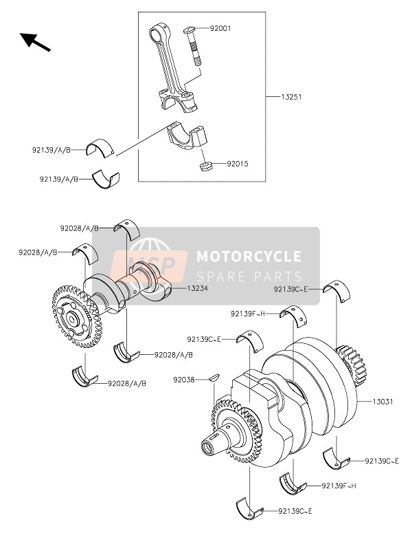 Kawasaki NINJA 300 ABS 2016 KURBELWELLE für ein 2016 Kawasaki NINJA 300 ABS