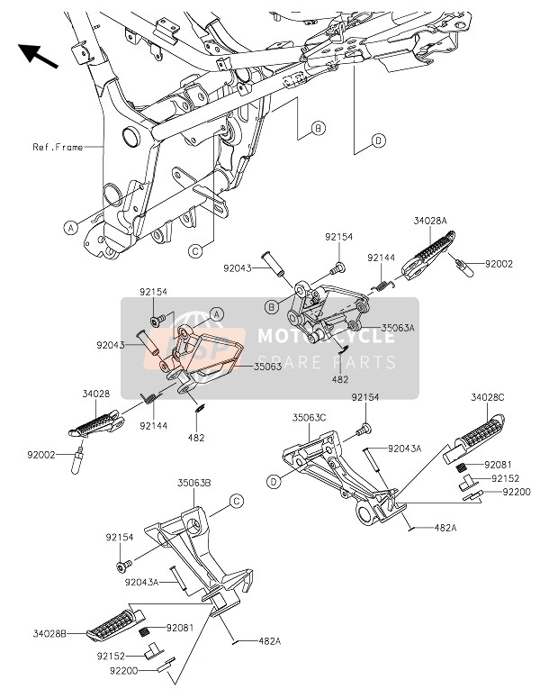 Kawasaki NINJA 300 ABS 2016 Reposapiés para un 2016 Kawasaki NINJA 300 ABS