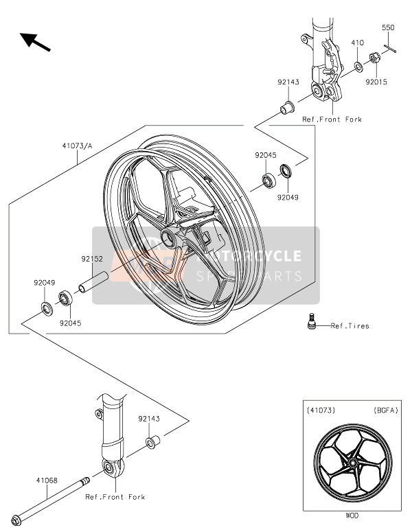 Kawasaki NINJA 300 ABS 2016 Buje delantero para un 2016 Kawasaki NINJA 300 ABS