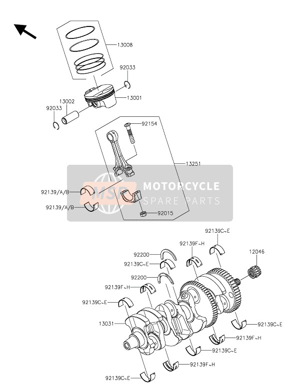 Kawasaki NINJA H2R 2016 Albero motore & Pistone(S) per un 2016 Kawasaki NINJA H2R