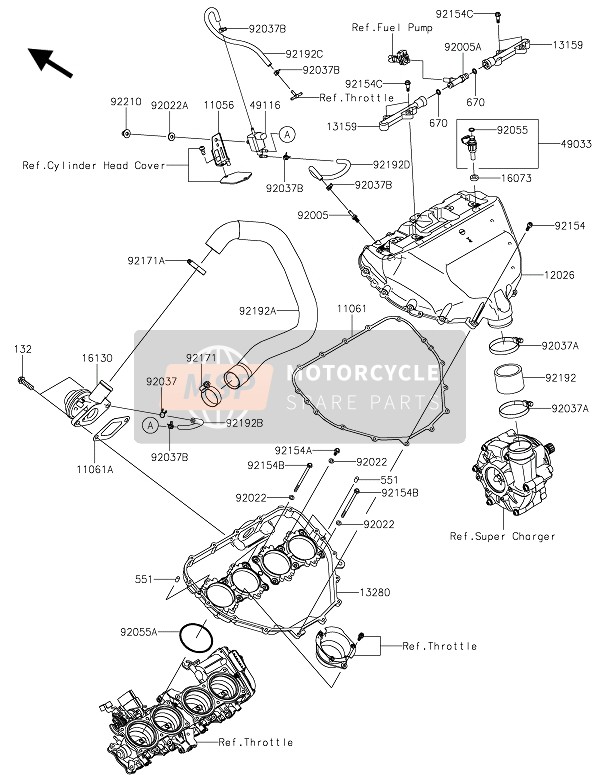 Kawasaki NINJA H2R 2016 Cámara de aire para un 2016 Kawasaki NINJA H2R