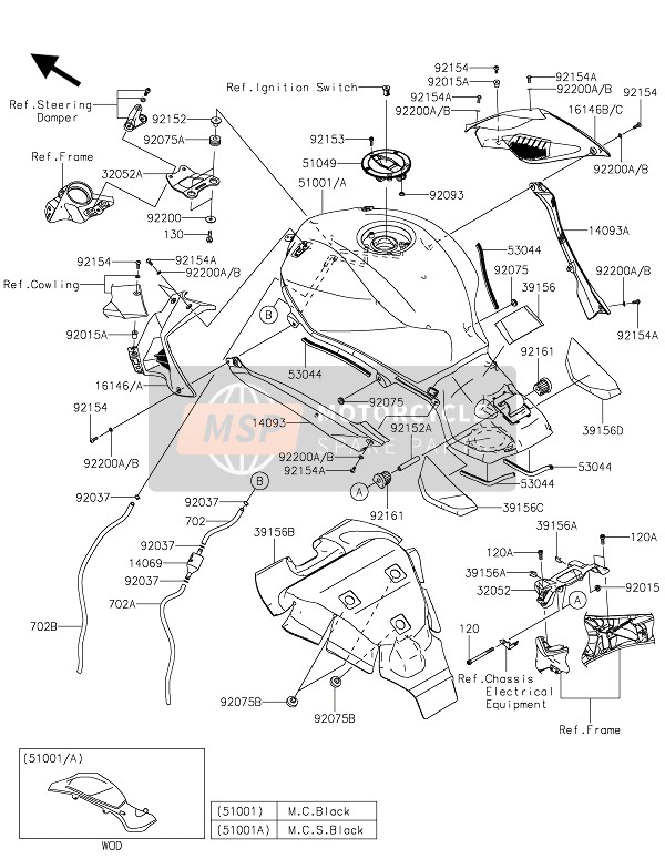 Kawasaki NINJA H2R 2016 Serbatoio di carburante per un 2016 Kawasaki NINJA H2R