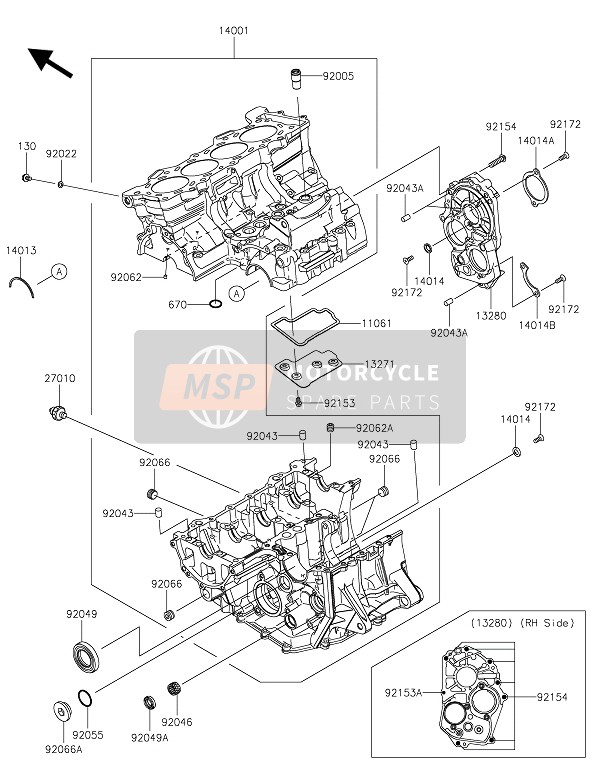 Kawasaki NINJA ZX-6R 2016 Caja Del Cigüeñal para un 2016 Kawasaki NINJA ZX-6R