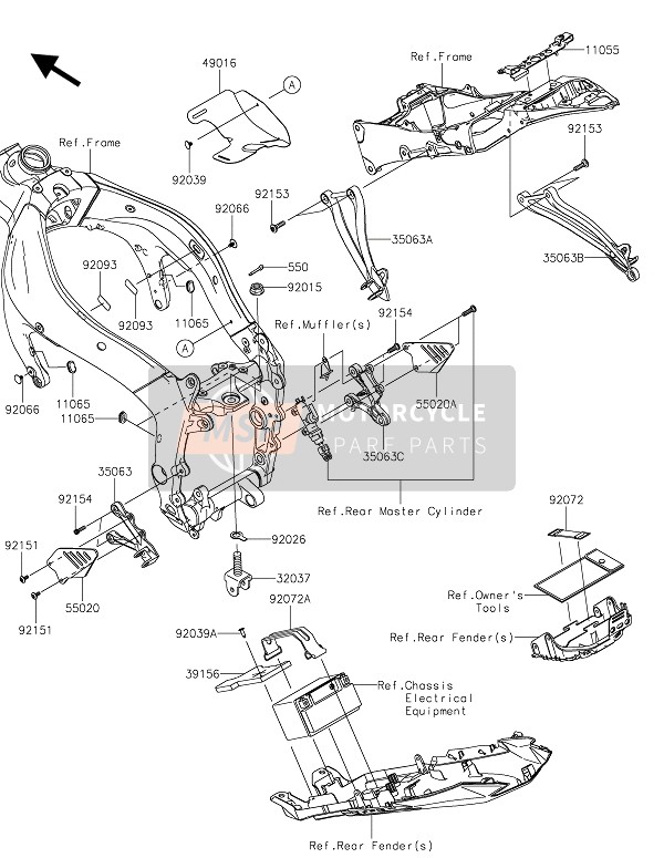 Kawasaki NINJA ZX-6R 2016 Frame Fittings for a 2016 Kawasaki NINJA ZX-6R