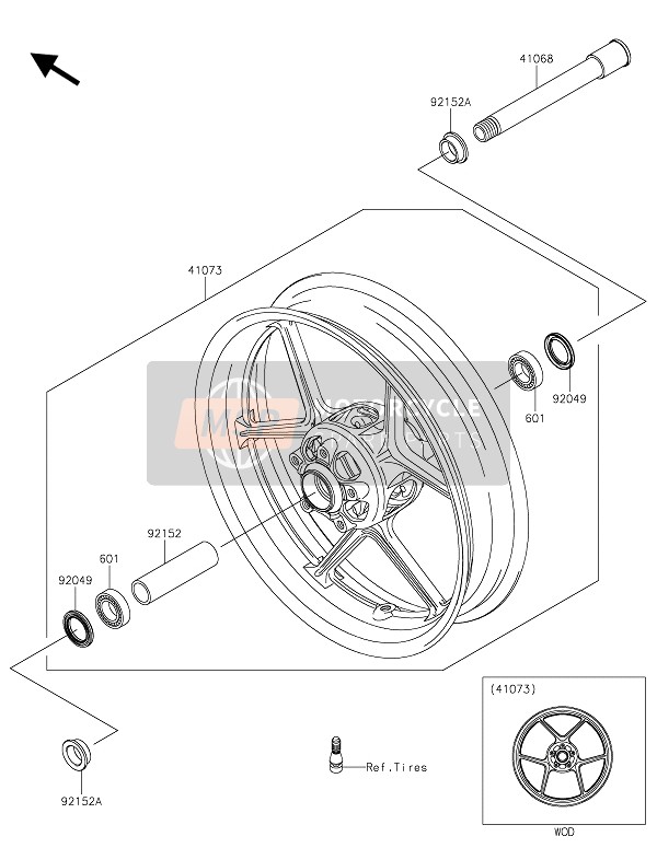 Kawasaki NINJA ZX-6R 2016 Front Hub for a 2016 Kawasaki NINJA ZX-6R