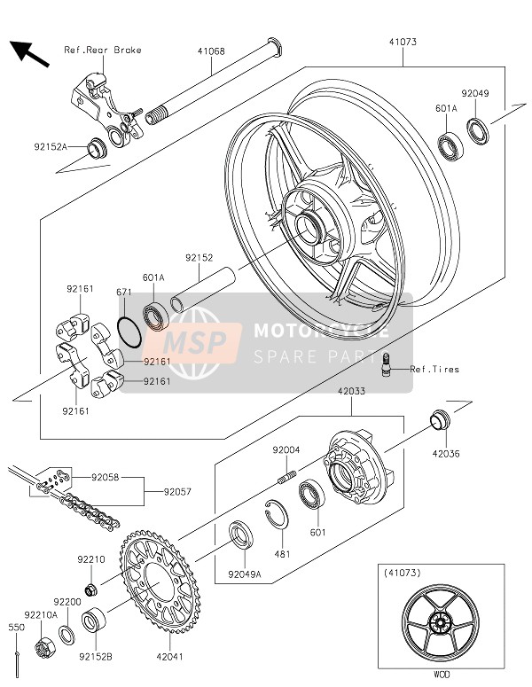 Kawasaki NINJA ZX-6R 2016 HINTERRADNABE für ein 2016 Kawasaki NINJA ZX-6R