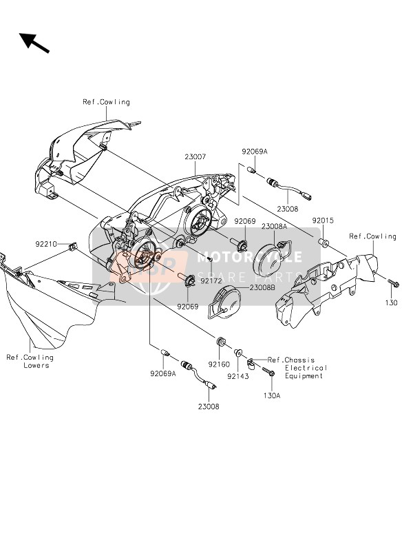 Kawasaki NINJA ZX-6R 2016 SCHEINWERFER für ein 2016 Kawasaki NINJA ZX-6R