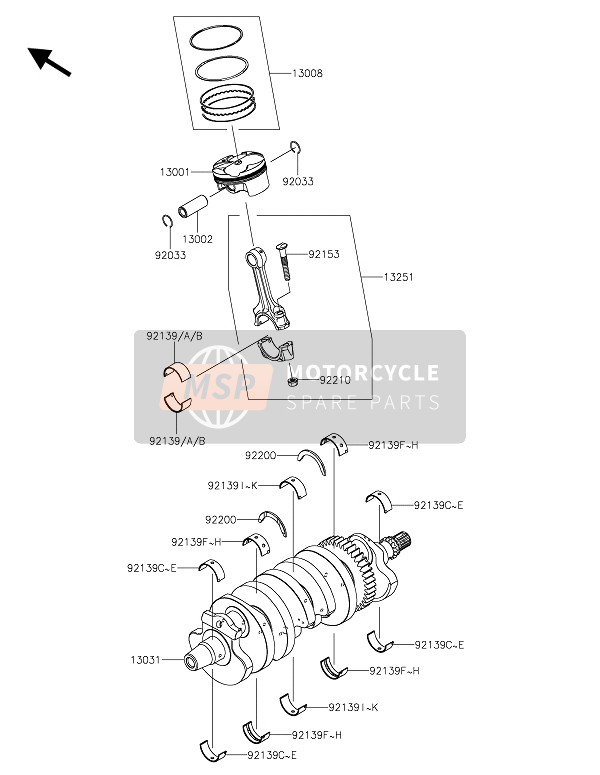 Kawasaki NINJA ZX-6R ABS 2016 Cigüeñal & Pistón(S) para un 2016 Kawasaki NINJA ZX-6R ABS