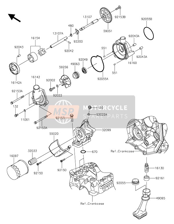 Kawasaki NINJA ZX-6R ABS 2016 Pompa dell'olio per un 2016 Kawasaki NINJA ZX-6R ABS