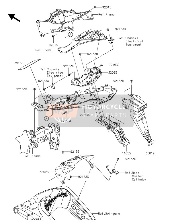 Kawasaki NINJA ZX-6R ABS 2016 Parafango posteriore(S) per un 2016 Kawasaki NINJA ZX-6R ABS