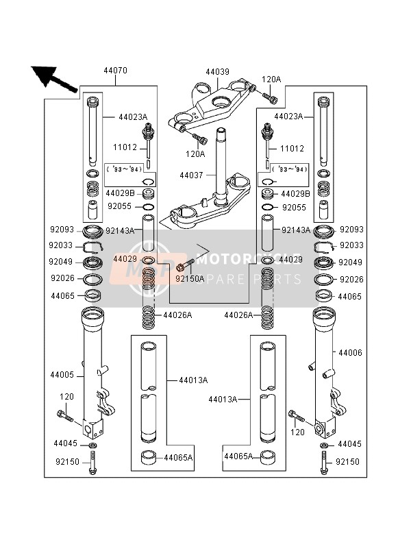 440291158, SEAT-FORK Spring, Kawasaki, 1