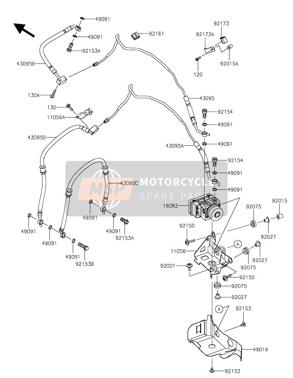 Kawasaki NINJA ZX-6R ABS 2016 Tubería de freno para un 2016 Kawasaki NINJA ZX-6R ABS