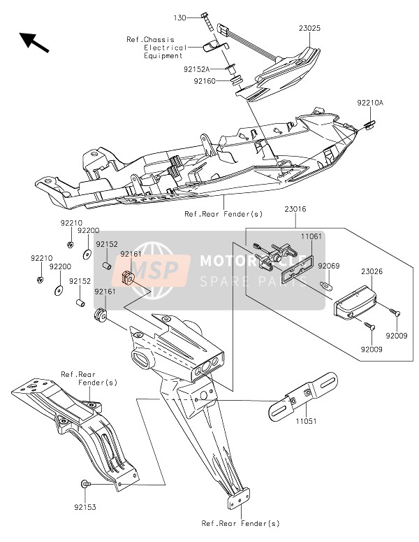 Kawasaki NINJA ZX-6R ABS 2016 Achterlicht(S) voor een 2016 Kawasaki NINJA ZX-6R ABS