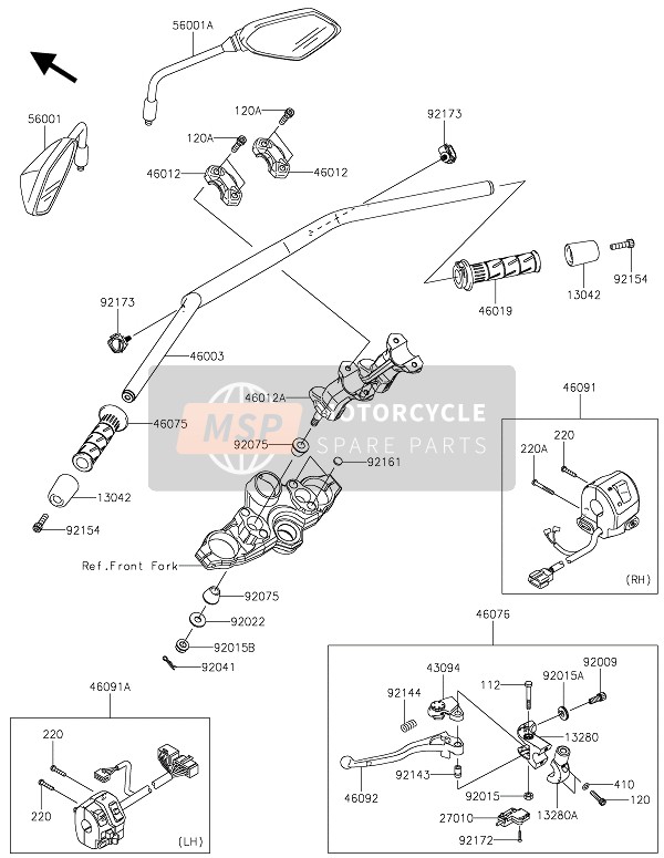 Kawasaki VERSYS 1000 2016 Manillar para un 2016 Kawasaki VERSYS 1000