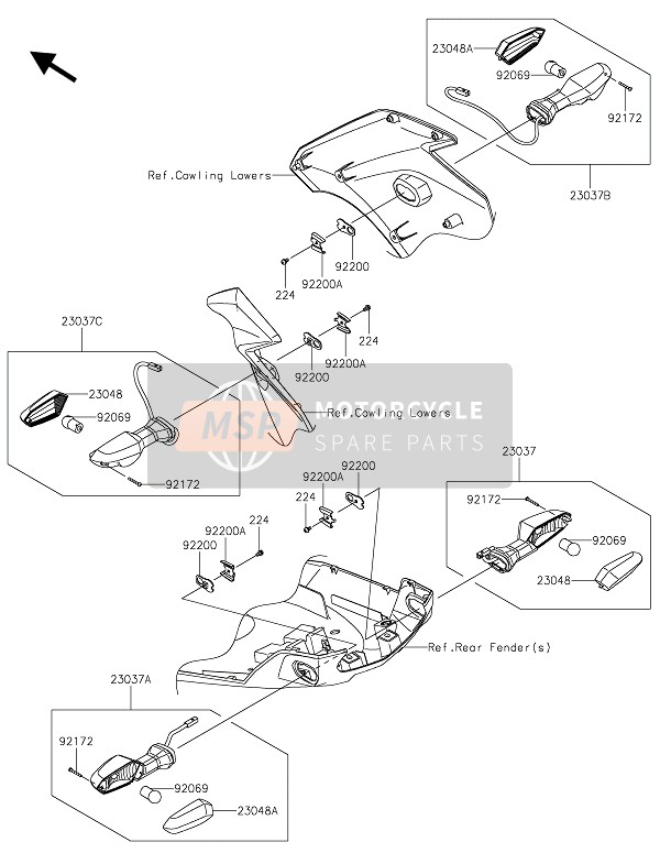 Kawasaki VERSYS 1000 2016 BLINKER für ein 2016 Kawasaki VERSYS 1000