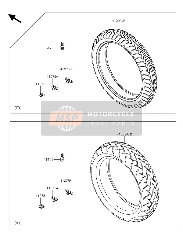 410090659, Tire, Fr, 120/70R18(59H), D2, Kawasaki, 1