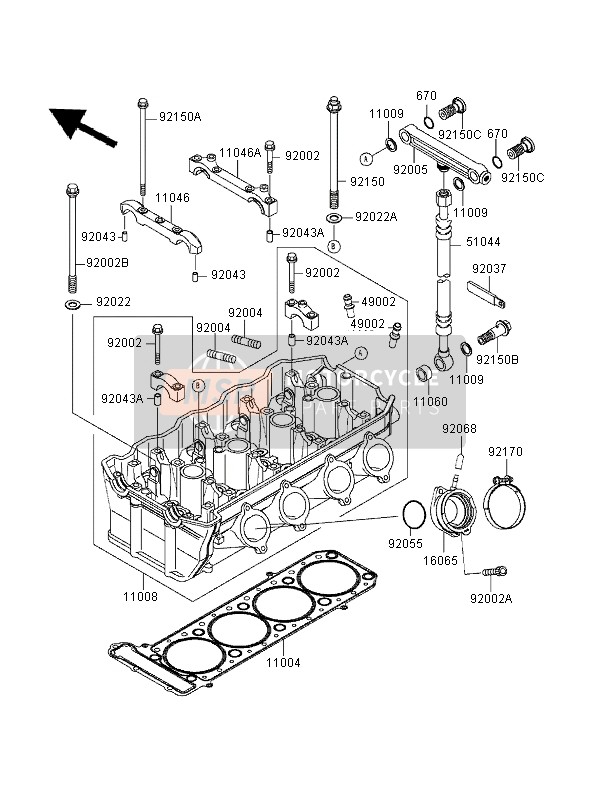 Kawasaki ZZR-1100 1995 Cylinder Head for a 1995 Kawasaki ZZR-1100