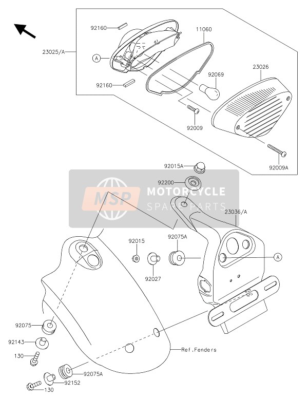 Kawasaki W800 2016 Luz De La Cola(S) para un 2016 Kawasaki W800