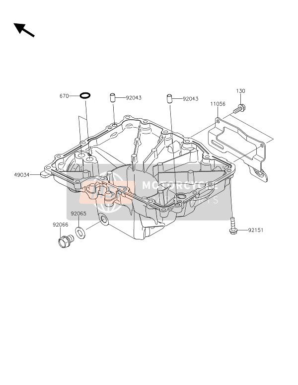 Kawasaki Z1000 ABS 2016 Oil Pan for a 2016 Kawasaki Z1000 ABS