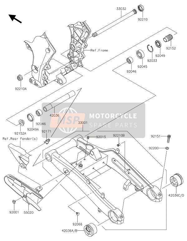 420361265499, Sleeve, Rear Axle, Rh, A.Bla, Kawasaki, 1