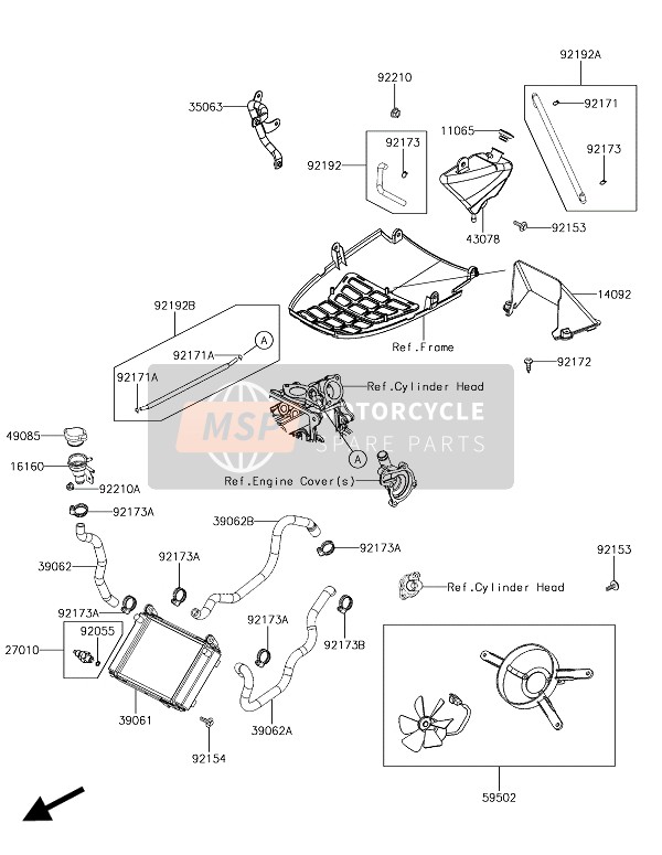 Kawasaki J125 ABS 2017 Radiador para un 2017 Kawasaki J125 ABS