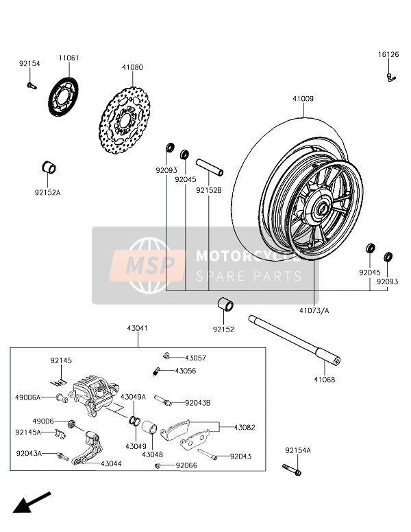 Kawasaki J125 ABS 2017 Buje delantero para un 2017 Kawasaki J125 ABS