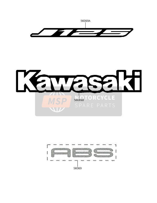 Kawasaki J125 ABS 2017 Décalcomanies (Gris)(CHF) pour un 2017 Kawasaki J125 ABS