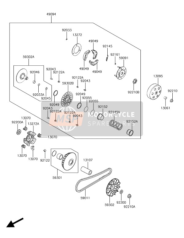 Kawasaki J300 2017 Riem converter voor een 2017 Kawasaki J300