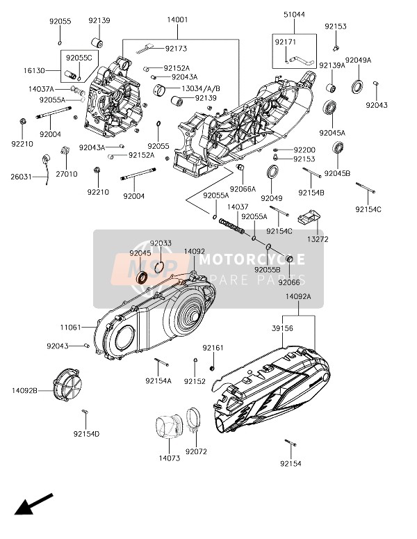 14092Y025968, Cover, Lh, F.Black, Kawasaki, 0