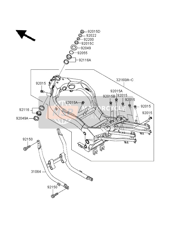 Kawasaki ZZR-1100 1995 Telaio per un 1995 Kawasaki ZZR-1100