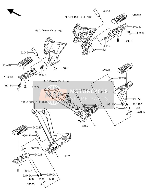 Kawasaki NINJA 1000 2017 Footrests for a 2017 Kawasaki NINJA 1000