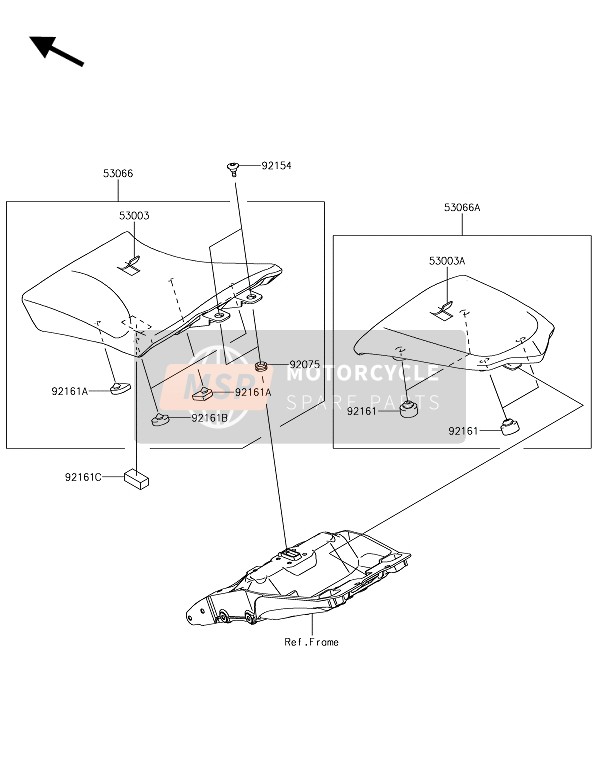 530660627MA, SEAT-ASSY,Fr,Black, Kawasaki, 0