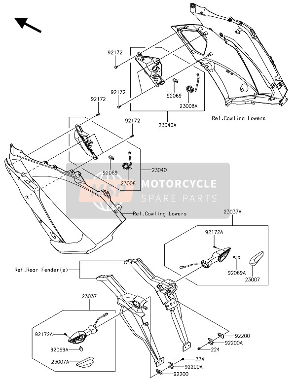 Kawasaki NINJA 1000 2017 Richtingaanwijzers voor een 2017 Kawasaki NINJA 1000