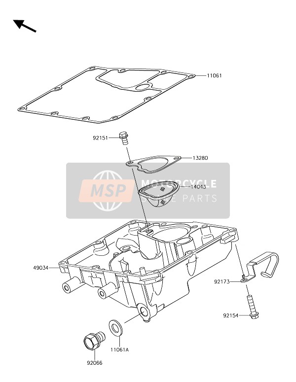 Kawasaki NINJA 650 ABS 2017 Olie Pan voor een 2017 Kawasaki NINJA 650 ABS