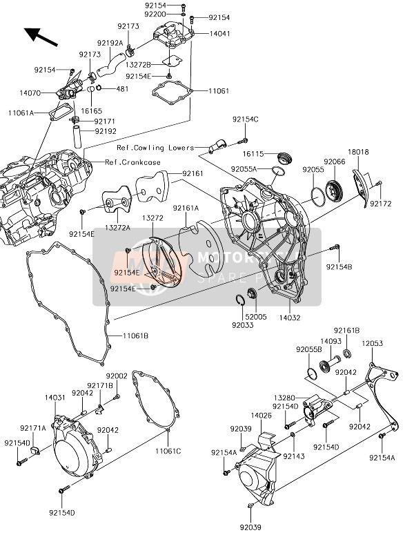 Kawasaki NINJA H2R 2017 Cubierta del motor(S) para un 2017 Kawasaki NINJA H2R