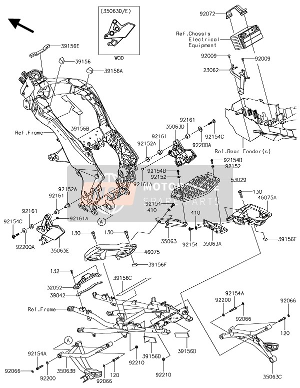 Kawasaki VERSYS 1000 2017 Frame Montagestukken voor een 2017 Kawasaki VERSYS 1000