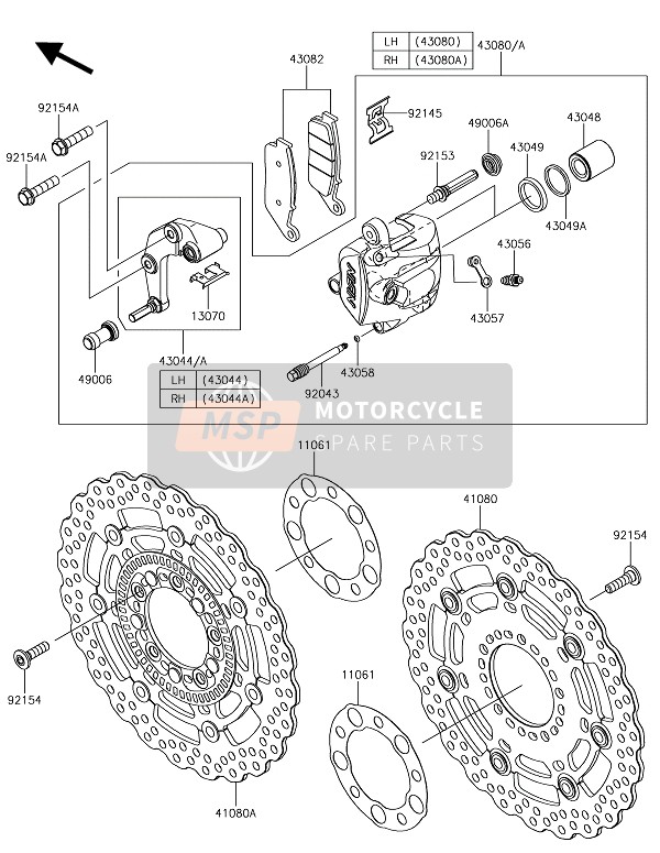 Kawasaki VERSYS 650 ABS 2017 Freno frontal para un 2017 Kawasaki VERSYS 650 ABS