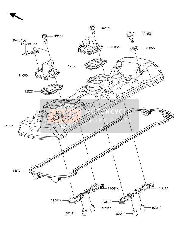 Kawasaki Z1000 2017 Cubierta de tapa de cilindro para un 2017 Kawasaki Z1000