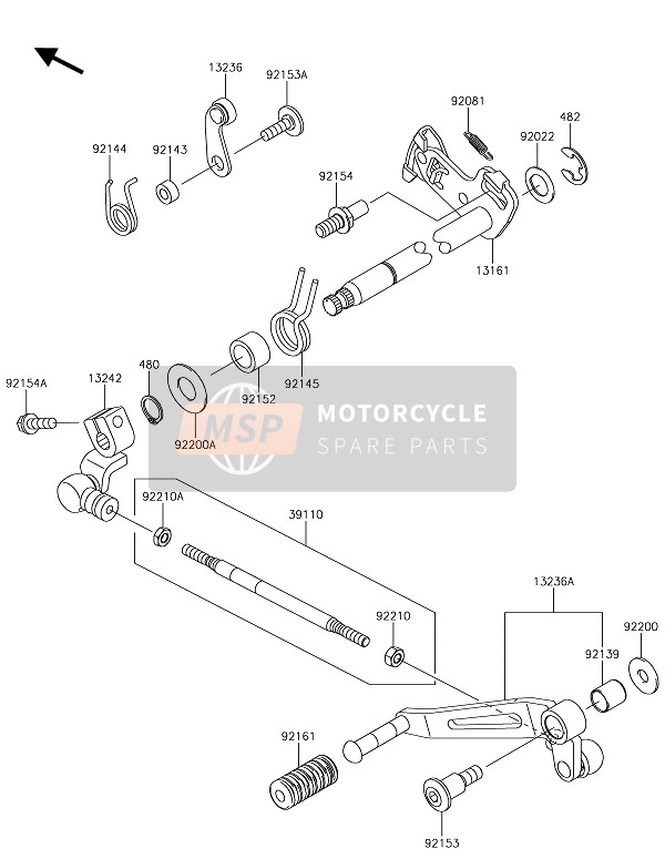 Kawasaki Z1000 2017 Mécanisme de changement de vitesse pour un 2017 Kawasaki Z1000