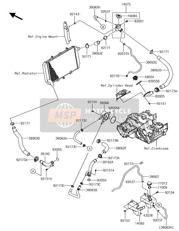 Kawasaki Z1000 2017 Water Pipe for a 2017 Kawasaki Z1000