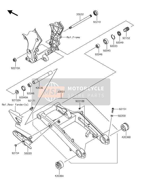 Kawasaki Z1000 2017 SCHWINGE für ein 2017 Kawasaki Z1000