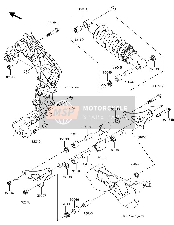 45014057310, Shockabsorber, Black, Kawasaki, 0