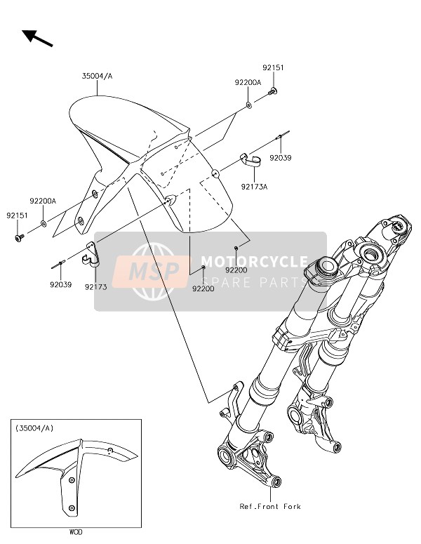 350040310739, FENDER-FRONT, M.F.S.Black, Kawasaki, 1