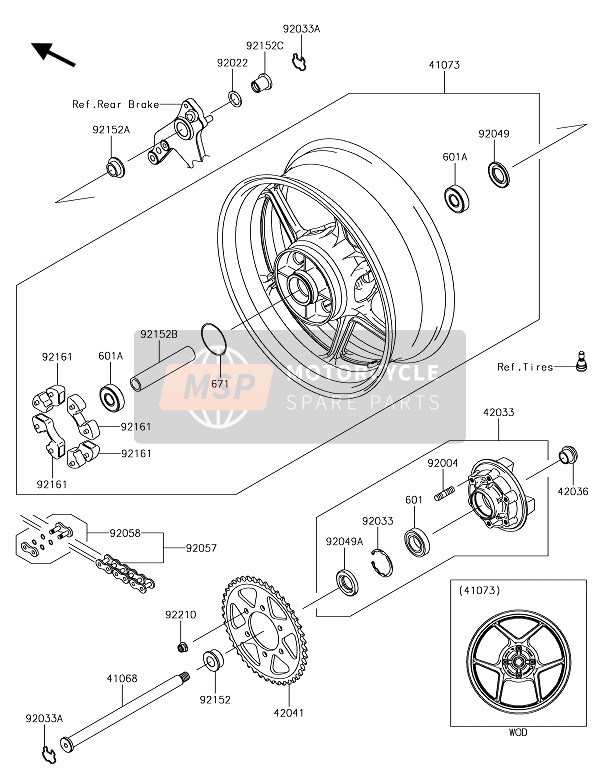 Kawasaki Z1000 2017 Rear Hub for a 2017 Kawasaki Z1000