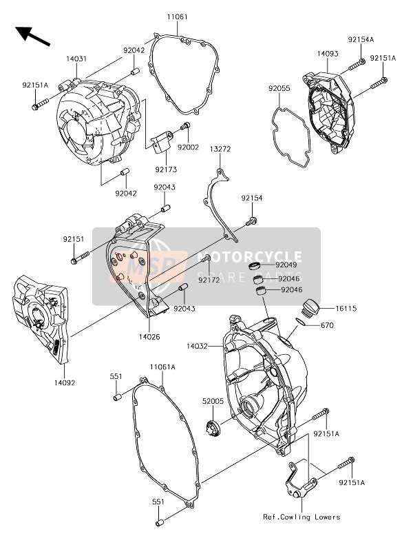 Kawasaki Z1000R EDITION 2017 Engine Cover(S) for a 2017 Kawasaki Z1000R EDITION