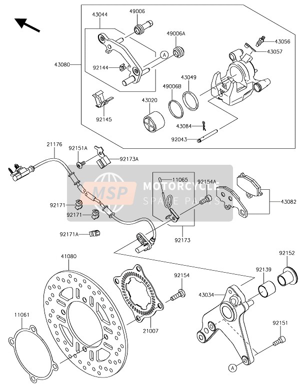 Kawasaki Z1000R EDITION 2017 Rear Brake for a 2017 Kawasaki Z1000R EDITION