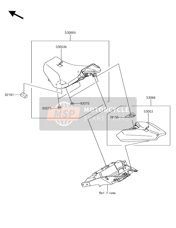 530660550MA, SEAT-ASSY,Rr,Black, Kawasaki, 2